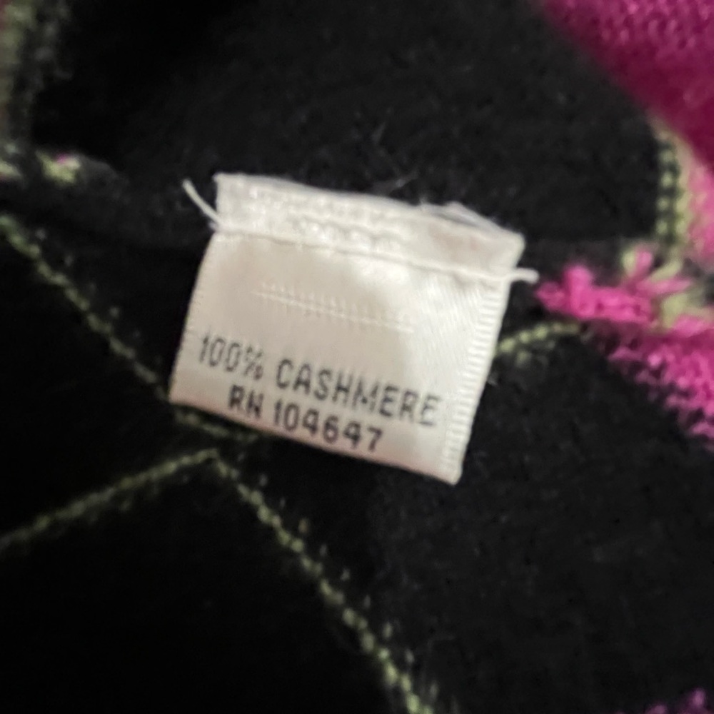 Vintage Talbots Pink and Black Argyle   100%Cashmere Sweater Short sleeve Shirt - Picture 6 of 6